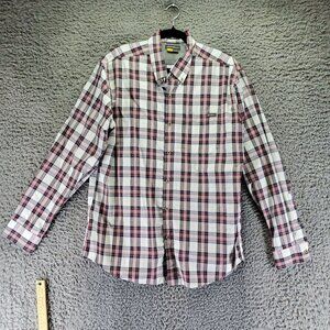 Eddie Bauer Shirt Mens Large Red Plaid Classic Fit Long Sleeve